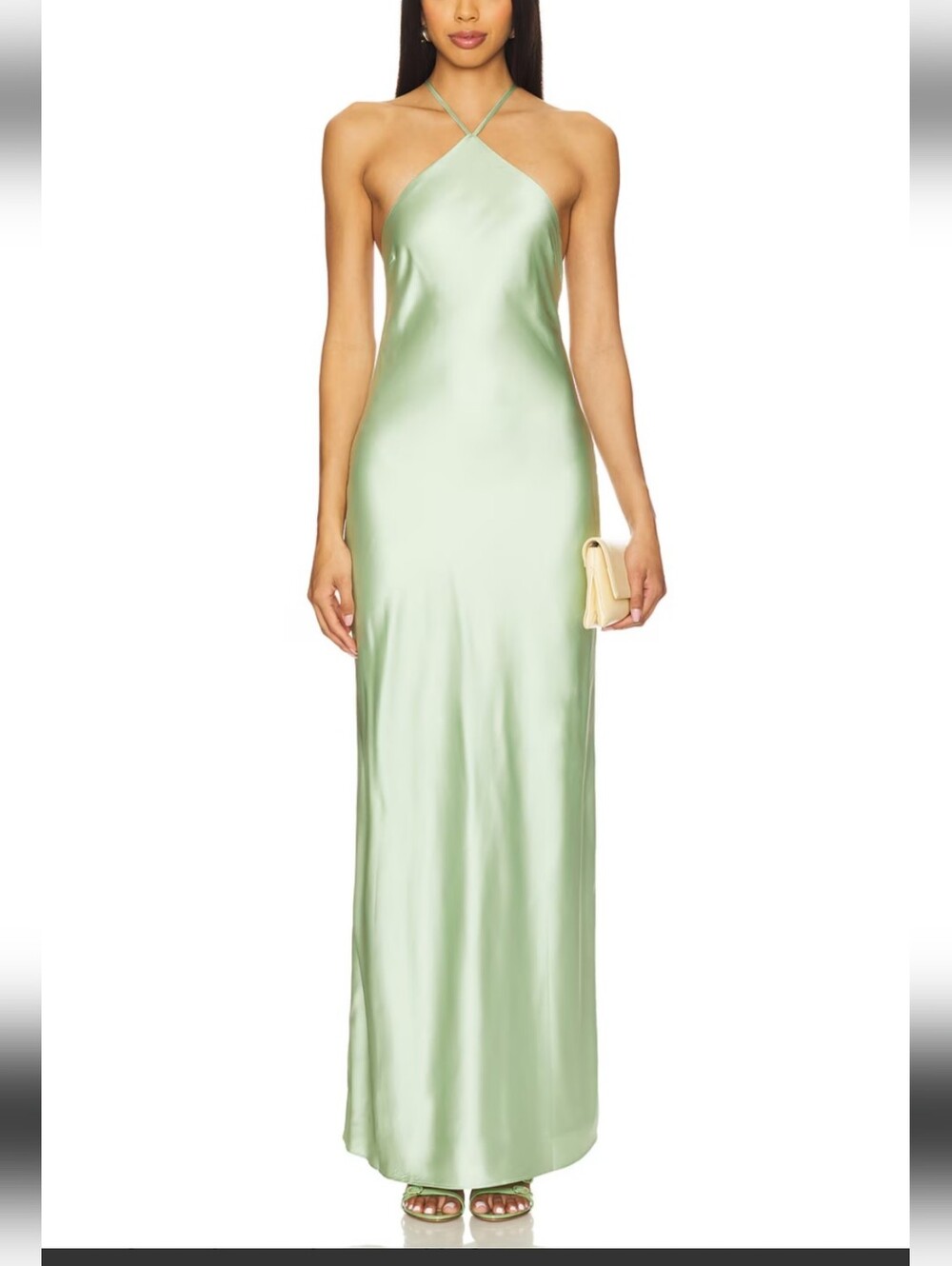 Line & Dot sexy Cross-Strap Halter Maxi Dress in Mint Green size S EUC